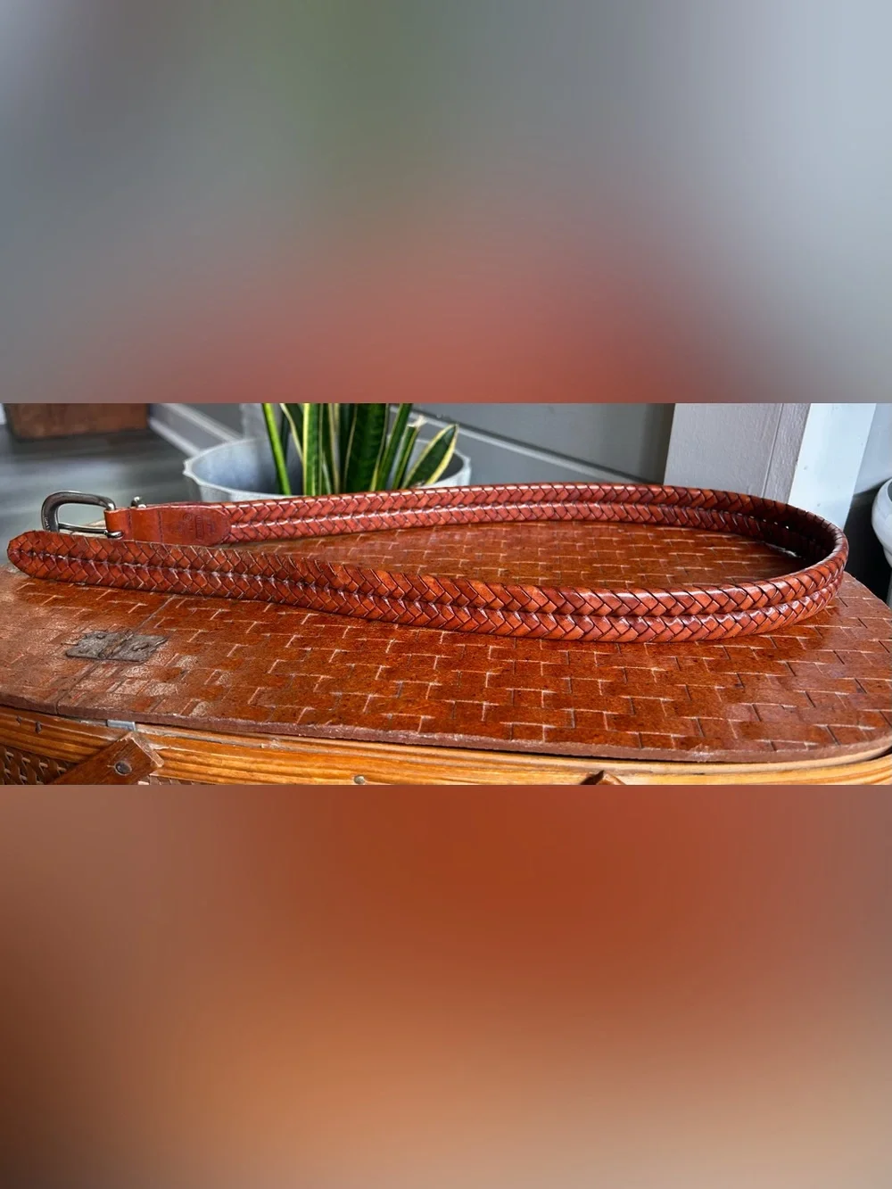 Vintage Coach 5922 Men’s 36 Tan Braided Leather Solid Brass Belt Old Money